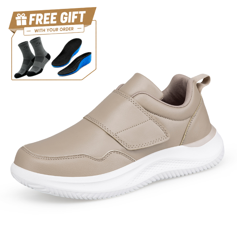 ⏰Limited Time Sale 70% OFF - Men's Genuine Leather Walking Shoes - Slip-On Design With Velcro Straps, Maximum Support, Wide Toe Box with Arch Support, Cushioning