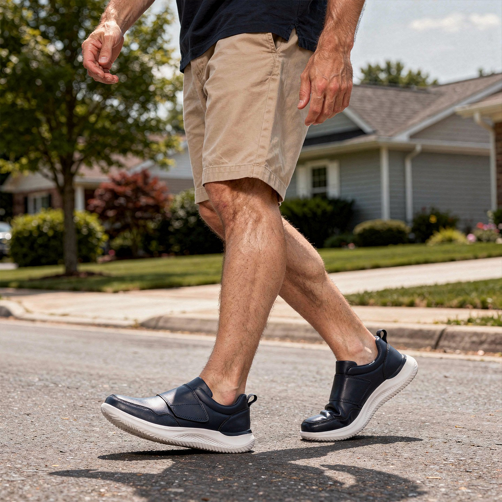 ⏰Limited Time Sale 70% OFF - Men's Genuine Leather Walking Shoes - Slip-On Design With Velcro Straps, Maximum Support, Wide Toe Box with Arch Support, Cushioning