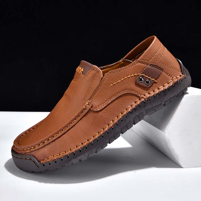 (🎁Free Socks Giveaway🧦) Men's Genuine Leather Casual Boots - Slip-On, Waterproof, Wide Toe Box with Arch Support