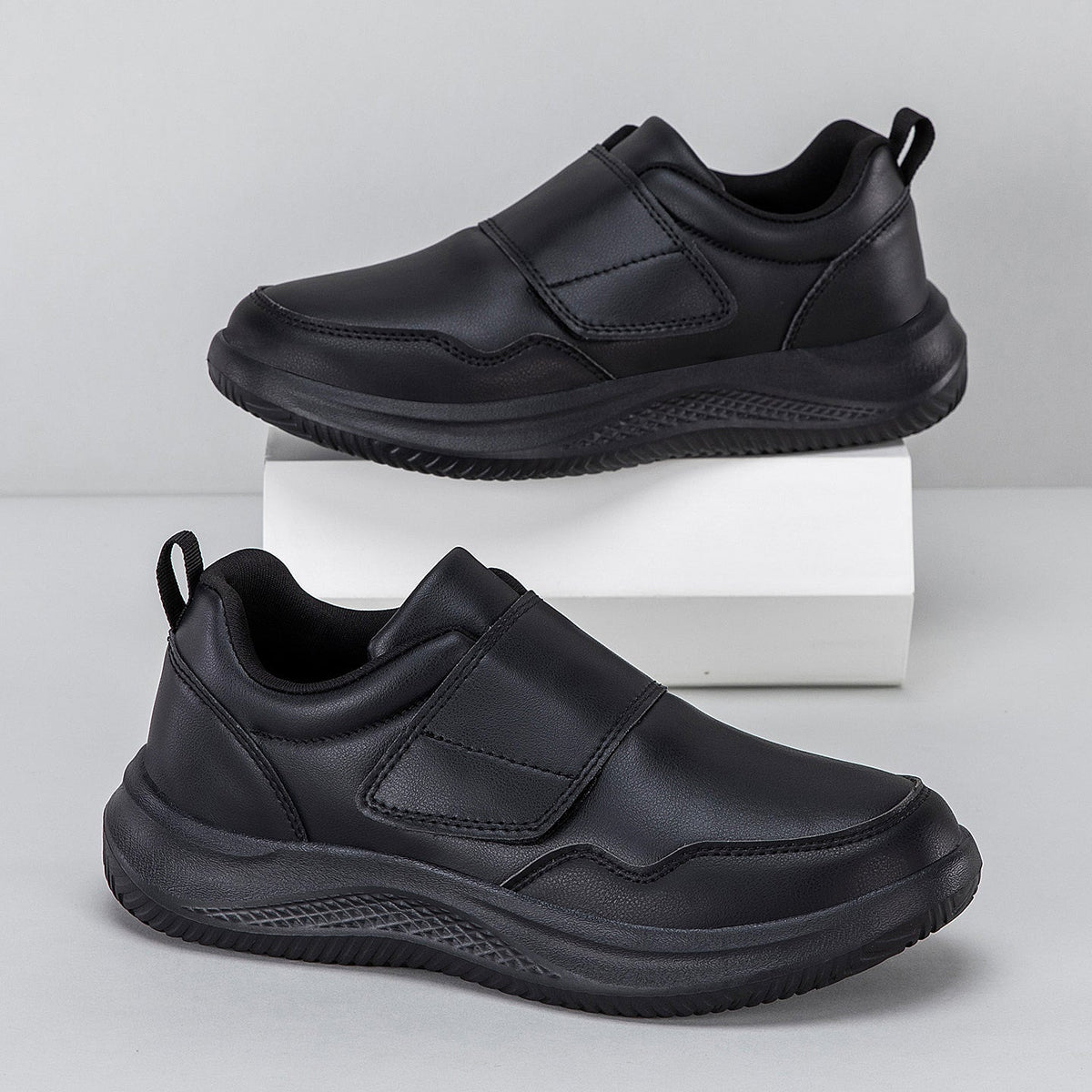 ⏰Limited Time Sale 70% OFF - Men's Genuine Leather Walking Shoes - Slip-On Design With Velcro Straps, Maximum Support, Wide Toe Box with Arch Support, Cushioning