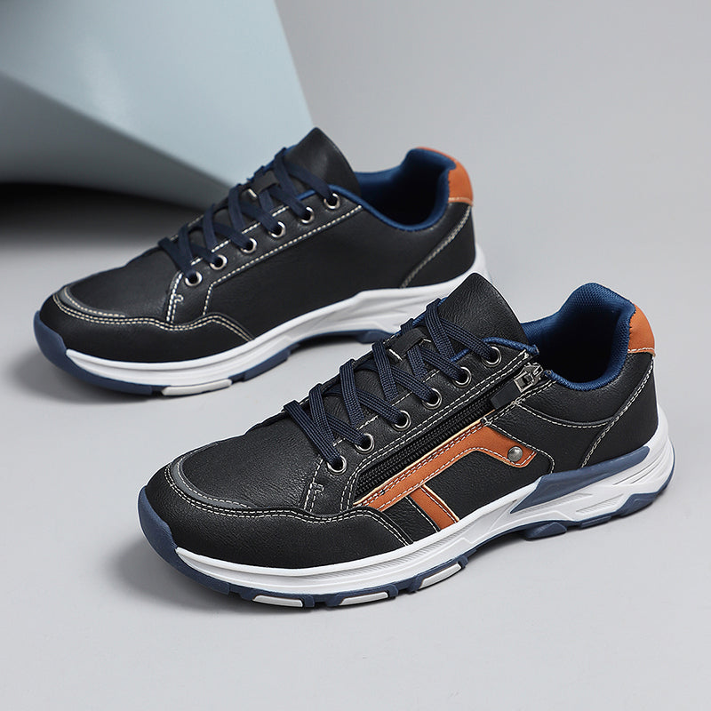 ⏰Limited Time Sale 70% OFF - Men's Genuine Leather Hiking Shoes - Outdoor Work Shoes -Side Zipper, Lightweight, Wide Toe Box, Arch Support, Shock Absorption, Waterproof, Slip-Resistant