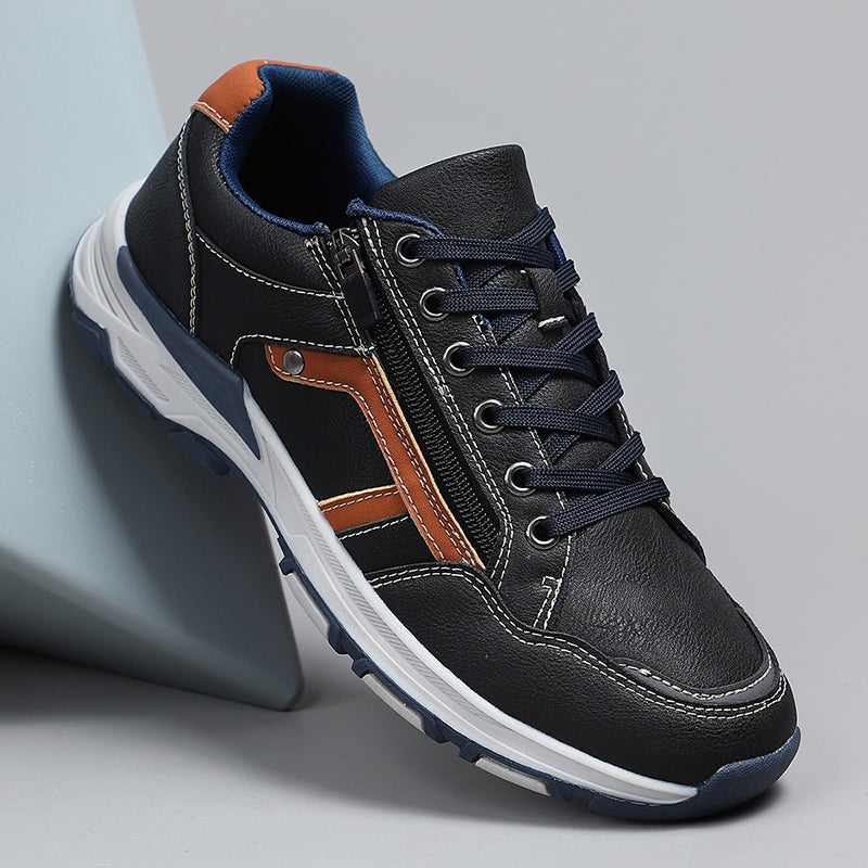 ⏰Limited Time Sale 70% OFF - Men's Genuine Leather Hiking Shoes - Outdoor Work Shoes -Side Zipper, Lightweight, Wide Toe Box, Arch Support, Shock Absorption, Waterproof, Slip-Resistant