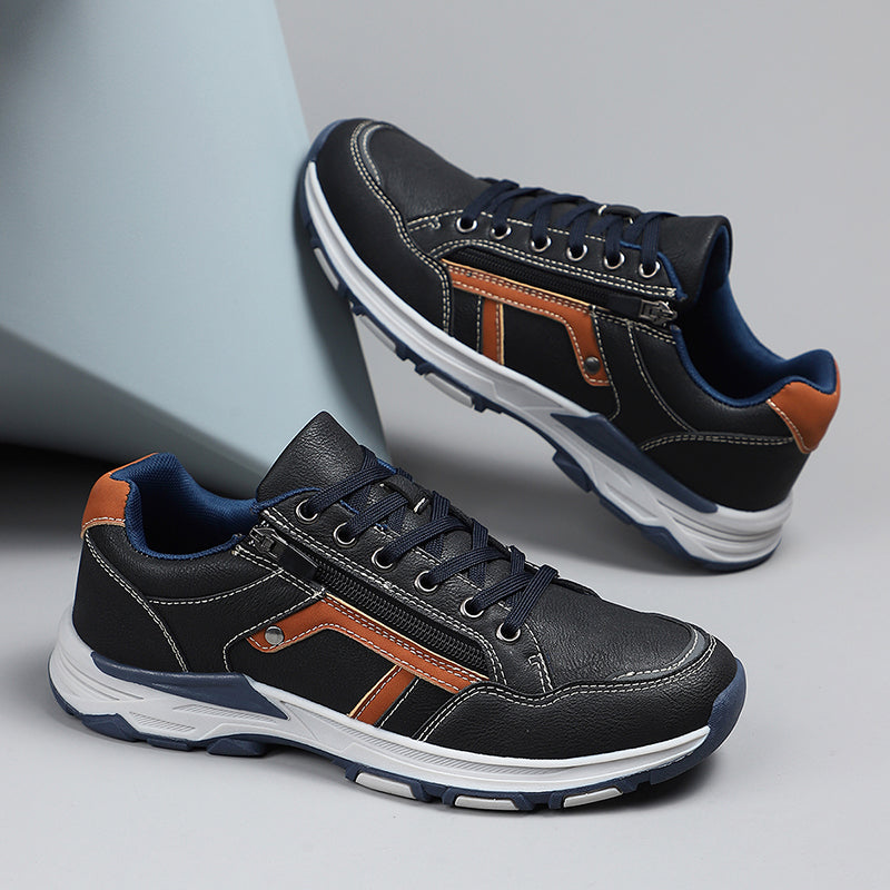⏰Limited Time Sale 70% OFF - Men's Genuine Leather Hiking Shoes - Outdoor Work Shoes -Side Zipper, Lightweight, Wide Toe Box, Arch Support, Shock Absorption, Waterproof, Slip-Resistant