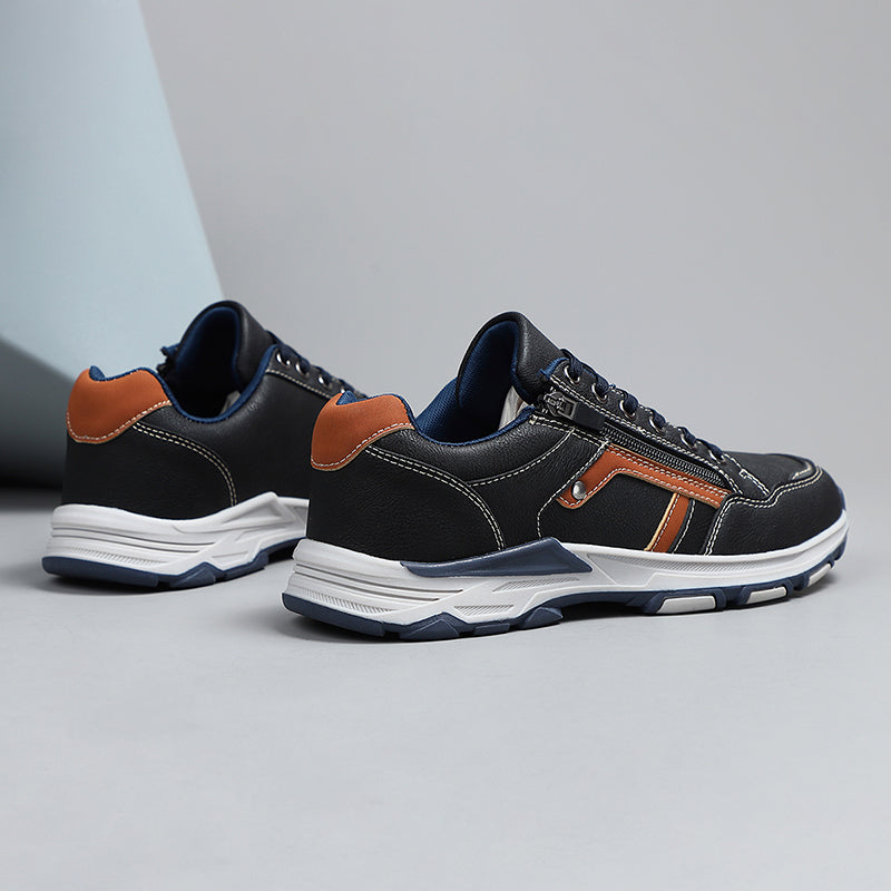 ⏰Limited Time Sale 70% OFF - Men's Genuine Leather Hiking Shoes - Outdoor Work Shoes -Side Zipper, Lightweight, Wide Toe Box, Arch Support, Shock Absorption, Waterproof, Slip-Resistant