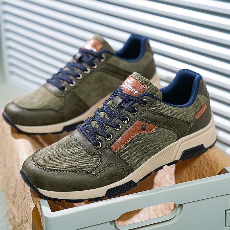 ⏰Limited Time Sale 70% OFF - Men's Canvas Walking Shoes - Lace-Up, Maximum Support, Wide Toe Box, Arch Support, Waterproof, Slip-Resistant, Shock-Absorbing