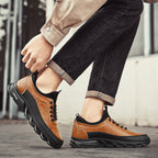⏰Limited Time Sale 70% OFF - Men's Casual Fashion  Hiking Shoes – Waterproof, Slip-Resistant, Puncture-Resistant, Impact-Resistant, Wide Toe  – Genuine Leather Outdoor Sports Shoes, Suitable for Various Terrain