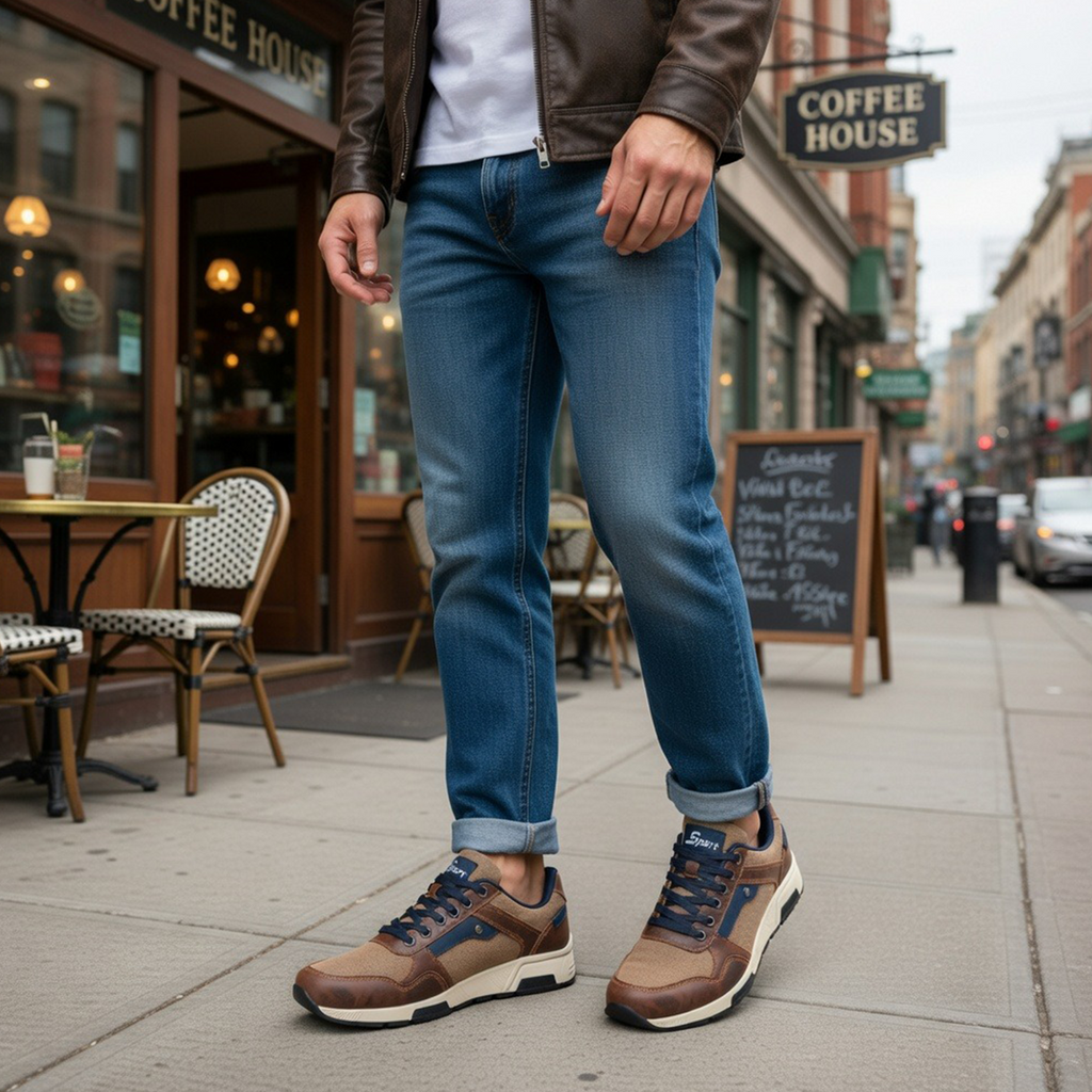 ⏰Limited Time Sale 70% OFF - Men's Canvas Walking Shoes - Lace-Up, Maximum Support, Wide Toe Box, Arch Support, Waterproof, Slip-Resistant, Shock-Absorbing