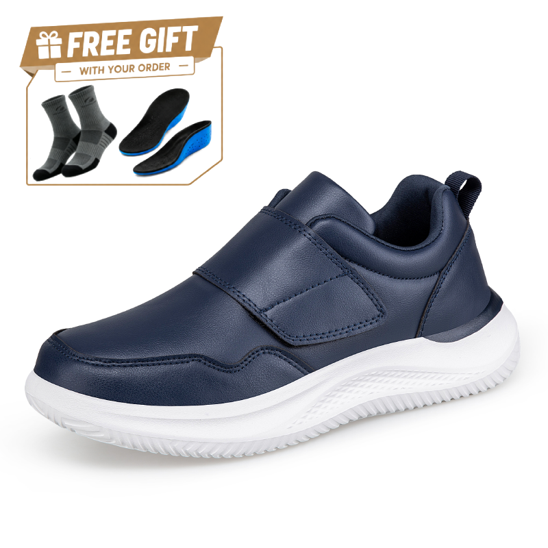 ⏰Limited Time Sale 70% OFF - Men's Genuine Leather Walking Shoes - Slip-On Design With Velcro Straps, Maximum Support, Wide Toe Box with Arch Support, Cushioning