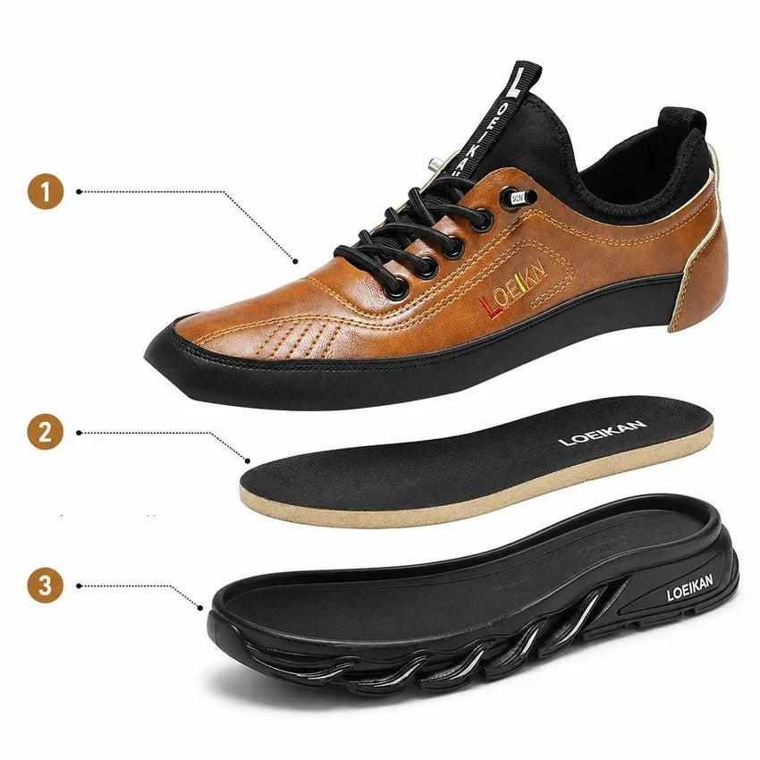 ⏰Limited Time Sale 70% OFF - Men's Casual Fashion  Hiking Shoes – Waterproof, Slip-Resistant, Puncture-Resistant, Impact-Resistant, Wide Toe  – Genuine Leather Outdoor Sports Shoes, Suitable for Various Terrain