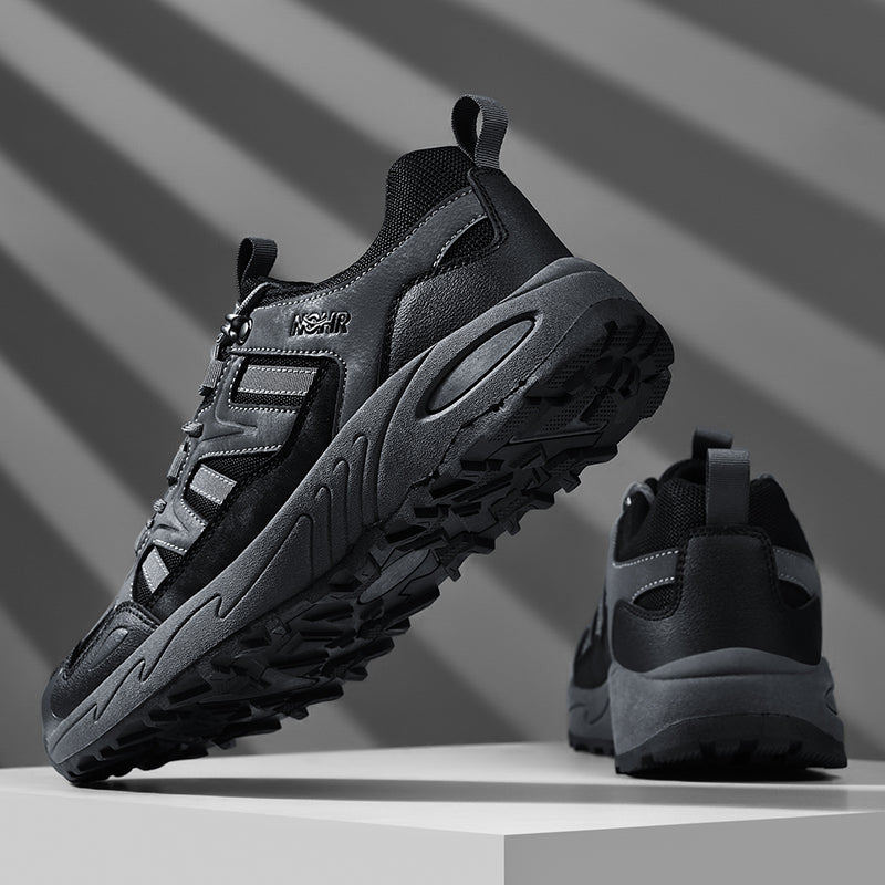 Men's Mixed Material Hiking Shoes – Waterproof, Slip-Resistant, Puncture-Resistant, Impact-Resistant, Breathable, Wide Toe