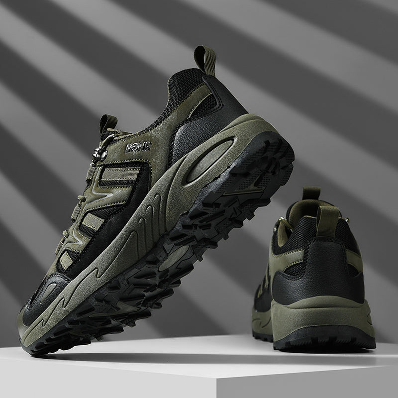 Men's Mixed Material Hiking Shoes – Waterproof, Slip-Resistant, Puncture-Resistant, Impact-Resistant, Breathable, Wide Toe
