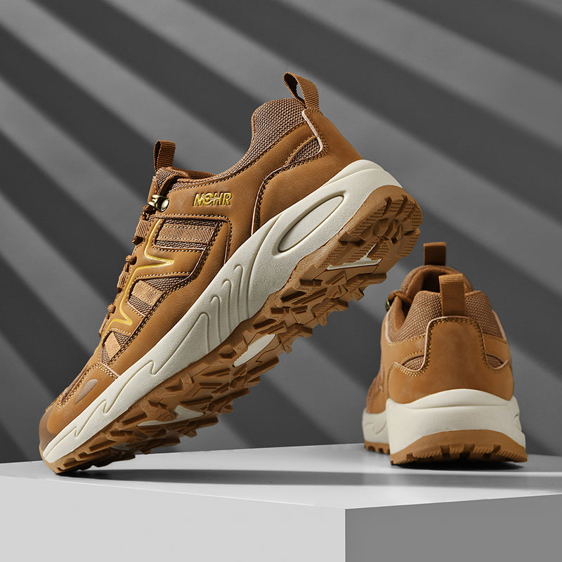 Men's Mixed Material Hiking Shoes – Waterproof, Slip-Resistant, Puncture-Resistant, Impact-Resistant, Breathable, Wide Toe