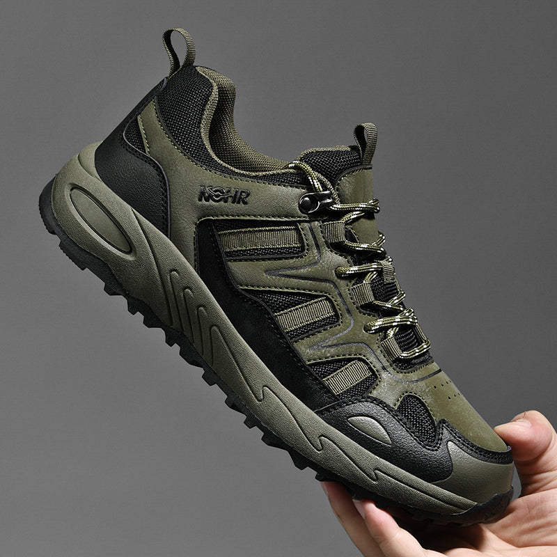Men's Mixed Material Hiking Shoes – Waterproof, Slip-Resistant, Puncture-Resistant, Impact-Resistant, Breathable, Wide Toe