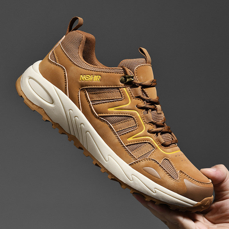Men's Mixed Material Hiking Shoes – Waterproof, Slip-Resistant, Puncture-Resistant, Impact-Resistant, Breathable, Wide Toe