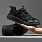 Men's Mixed Material Hiking Shoes – Waterproof, Slip-Resistant, Puncture-Resistant, Impact-Resistant, Breathable, Wide Toe