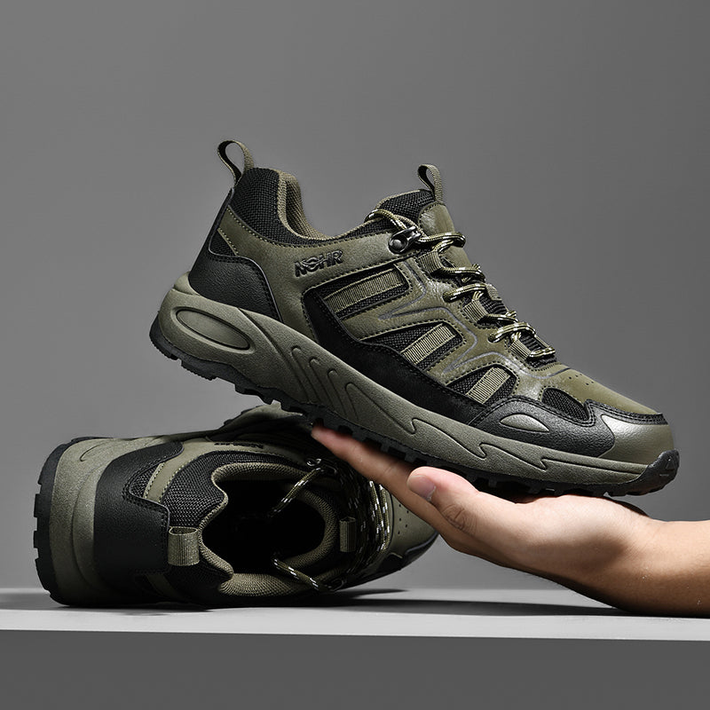 Men's Mixed Material Hiking Shoes – Waterproof, Slip-Resistant, Puncture-Resistant, Impact-Resistant, Breathable, Wide Toe