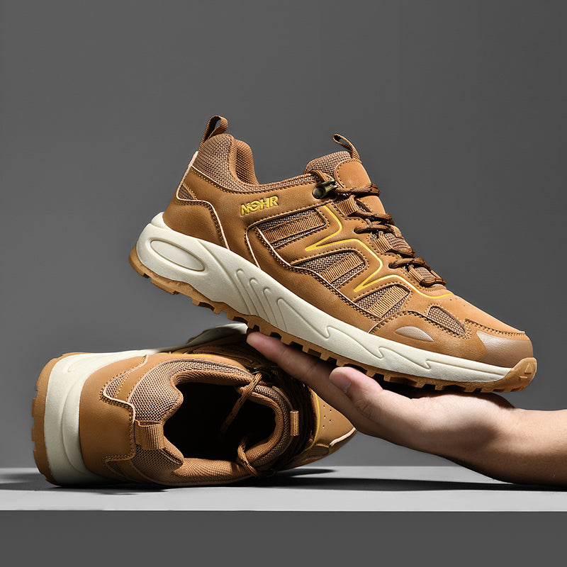 Men's Mixed Material Hiking Shoes – Waterproof, Slip-Resistant, Puncture-Resistant, Impact-Resistant, Breathable, Wide Toe