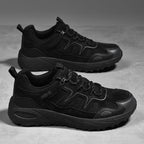 Men's Mixed Material Hiking Shoes – Waterproof, Slip-Resistant, Puncture-Resistant, Impact-Resistant, Breathable, Wide Toe