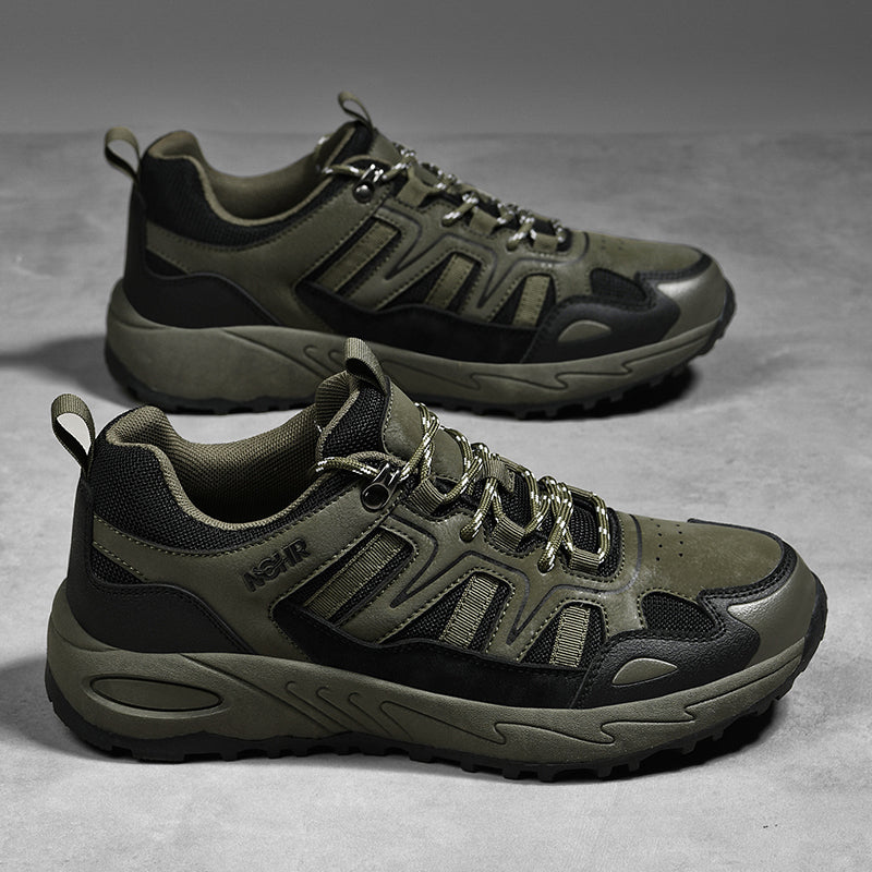 Men's Mixed Material Hiking Shoes – Waterproof, Slip-Resistant, Puncture-Resistant, Impact-Resistant, Breathable, Wide Toe