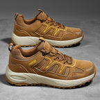 Men's Mixed Material Hiking Shoes – Waterproof, Slip-Resistant, Puncture-Resistant, Impact-Resistant, Breathable, Wide Toe