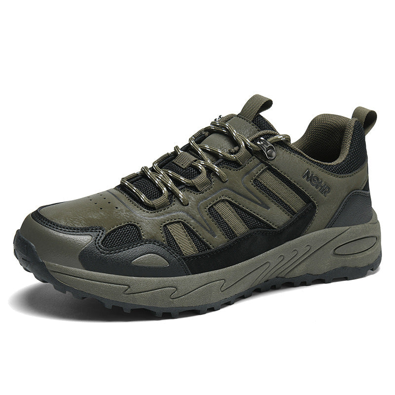 Men's Mixed Material Hiking Shoes – Waterproof, Slip-Resistant, Puncture-Resistant, Impact-Resistant, Breathable, Wide Toe