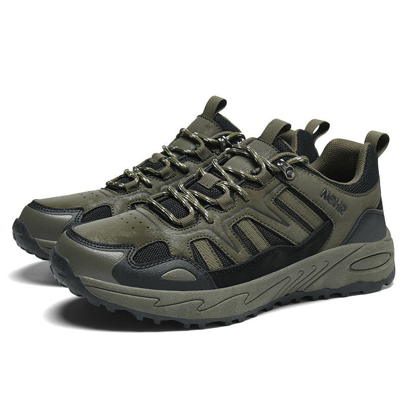 Men's Mixed Material Hiking Shoes – Waterproof, Slip-Resistant, Puncture-Resistant, Impact-Resistant, Breathable, Wide Toe