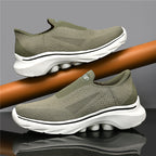 Men's lightweight waterproof walking shoes, comfortable and soft, slip-on style, wide and extra-long design.