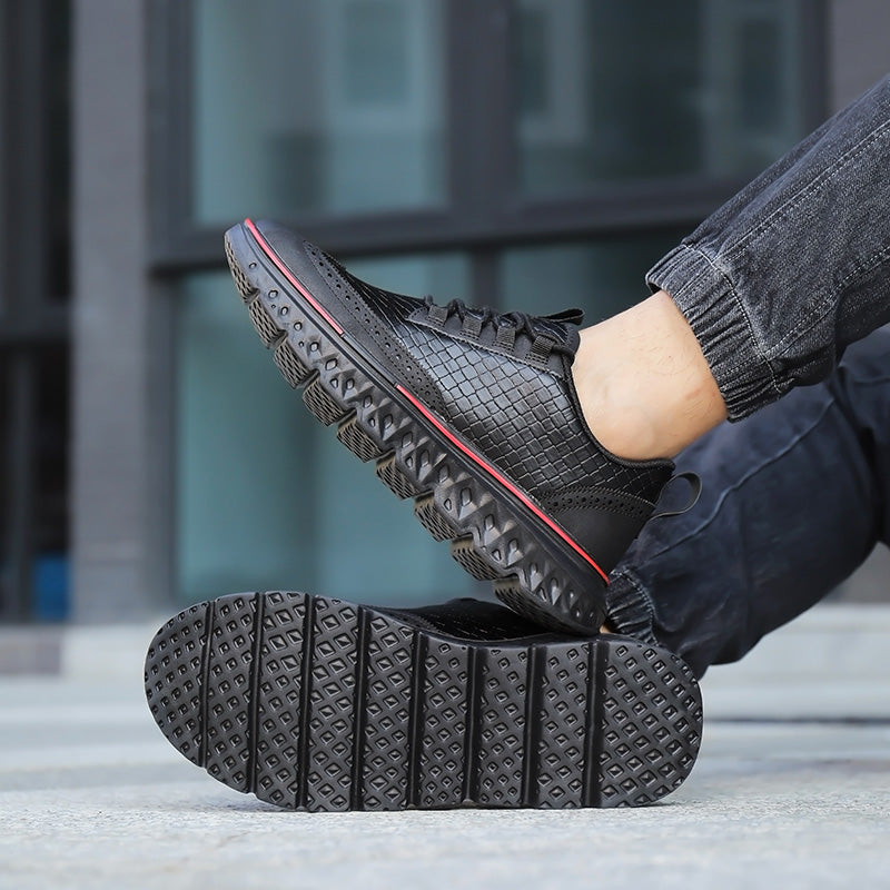 Men's crocodile leather shoes: Lightweight, waterproof, comfortable and soft walking shoes - wide last and extended design.